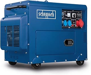 Scheppach Générateur électrique diesel SG5200D avec démarrage électrique | 7,7 CV | 5000 W | 2 x 230 V, 1 x prise 400 V | Réservoir 16 L | Système AVR | Avec dispositif de conduite