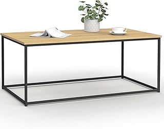 IDMarket - Table Basse rectangulaire Detroit 113 cm Design Industriel Bois et métal