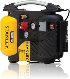 Stanley Compresseur DN200/10/5 - Compresseur à Air 10 Bar - 5L - 180L/Min - Compresseur à Air Portatif avec Poignée et Sangle de Transport - Jaune