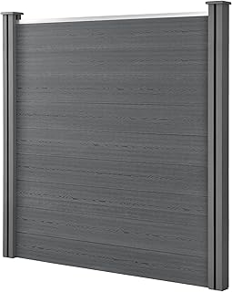 NEU.HOLZ Clôture de Jardin Brise Vue Brise Vent Bois Composite (WPC) Gris183 x 187cm