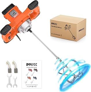 2100 W Malaxeur Mortier Colle Professionnel, Malaxeur Beton 220V, Melangeur Beton Avec 6 Vitesses, Betonniere Électrique Idéal Pour Mélanger les Aliments,le Plâtre,la Peinture,le Ciment(Orange)