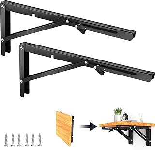 2 Pièces Equerre Pliable, 400 mm Equerre Pliante en Acier Inoxydable avec Vis Pouvant Supporter un Poids de 120 kg, Equerre Etagere Murale pour la Chambre la Salle de Bain la Salle d