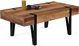 IDMarket - Table Basse rectangulaire 1 tiroir Austria Bois Pied épingle
