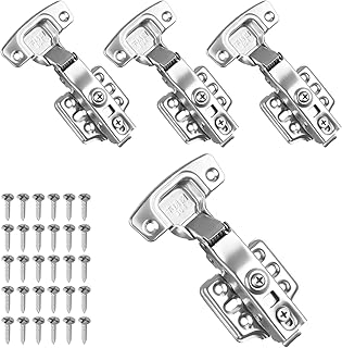 4 Pièces Charniere Porte Placard, 35mm Soft Close Charnière avec Amortisseur Hydraulique Fermeture, Angle d
