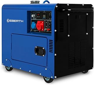 EBERTH 5000 Watt Groupe Electrogene Diesel, Generateur Electrique avec Moteur Diesel 10 CV, 4 Temps, Démarreur électrique, 3 Phases, 1x 400V, 1x 230V, 1x 12V, Régulateur AVR, Sécurité Niveau d