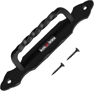 KOTARBAU® Poignée de Porte 190 mm Tirant de Porte en Fer Forgé Poudré Noir pour Portails et Meubles
