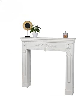 Urban living Cottage Contour de Cheminée décorative en bois blanc Ceruse 107x17x100 cm