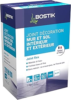 Bostik Joint Fin Tous Terrains – 1 à 6 mm – Joint en Poudre pour Carrelage – Sol et Mur – Intérieur et Extérieur – Hydrofugé – Blanc – Boîte de 1 kg