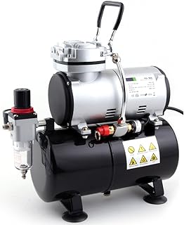 Fengda Compresseur Aerographe Professionnel FD-186 avec réservoir d’air/Régulateur de pression / 3L / 4 bars/Arrêt Auto