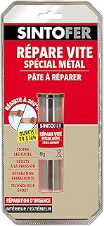 SINTO Répare Vite Spécial Métal - 60g - Répare, Rebouche, Assemble et Soude - Pratique - Prise Ultra Rapide - Compatible Toutes Finitions Petit Neutre
