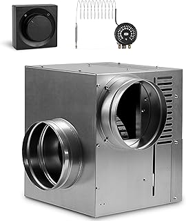SYSTERM Ventilateur de cheminée AN1 gen II 125 mm 490 m3/h - Ventilateur à air chaud avec thermostat et régulateur de vitesse mural (AN1 gen II, noir)